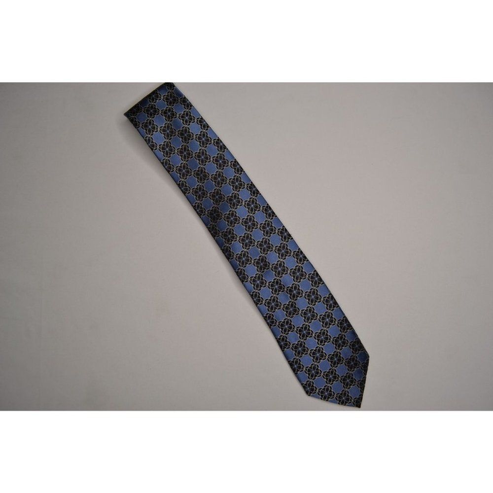 ENRO Men's Blue Geometric 100% Silk Tie